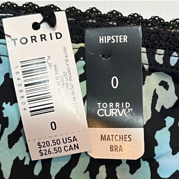 NWT Torrid Black and Blue Leopard Print Hipster Panties Sz 0 (L) - Picture 4 of 4